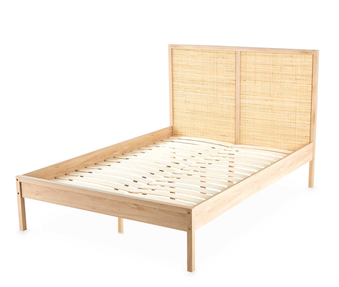 New for Spring 2021 Aldi have latched a bargain rattan and cane range. Great value and Great style double bed.
